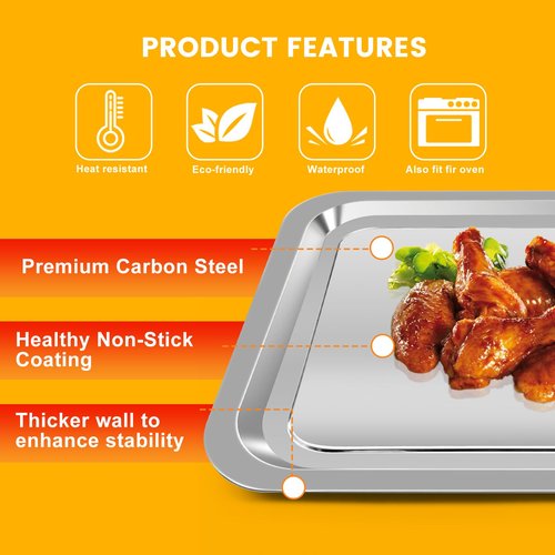 Air Fryer Grill Pan for Emeril Lagasse Everyday 360 Air Fryer, 12''×10'' Stainless Steel Air Fryer Accessories Replacement Crisper Tray Bake Pan, Not fit for Emeril Lagasse 26 QT 25 QT French Door