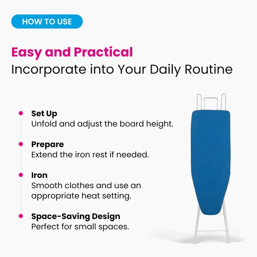 M Maxima | Ironing Board | Size 35x12'' | Retractable Wire Iron Rest | 4 Leg Iron Board | Thick Heavy Padded 4 Layers, Scorch Resistant Foam Cover