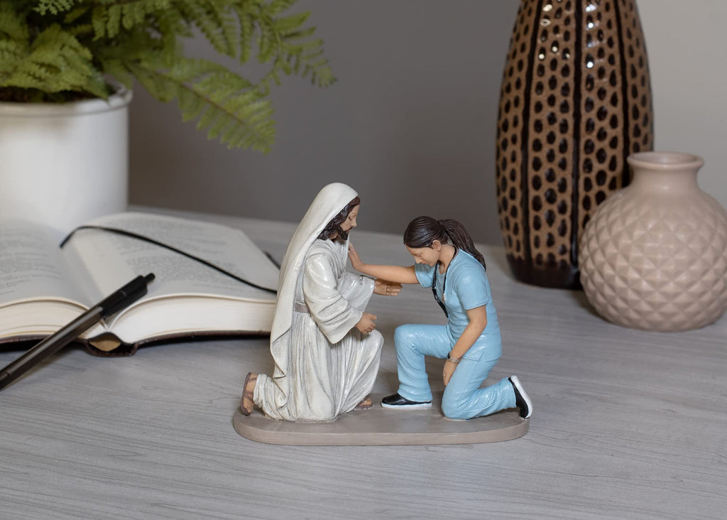 Dicksons Praying Nurse with Jesus 5 x 6 Resin Decorative Tabletop Figurine