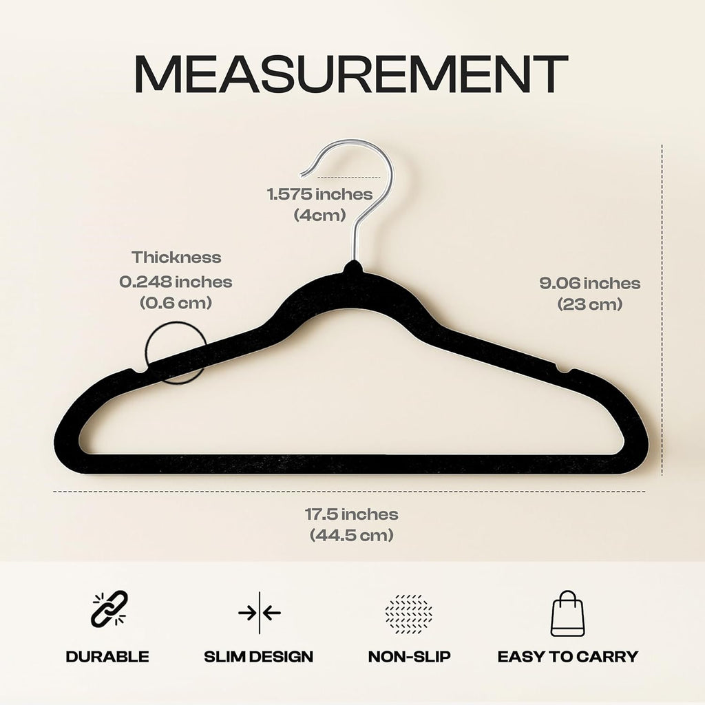 Utopia Home Velvet Hangers - Luxury Non-Slip Slim Coat & Pant Hangers, 50 Pack, Black with 360° Swivel Hook