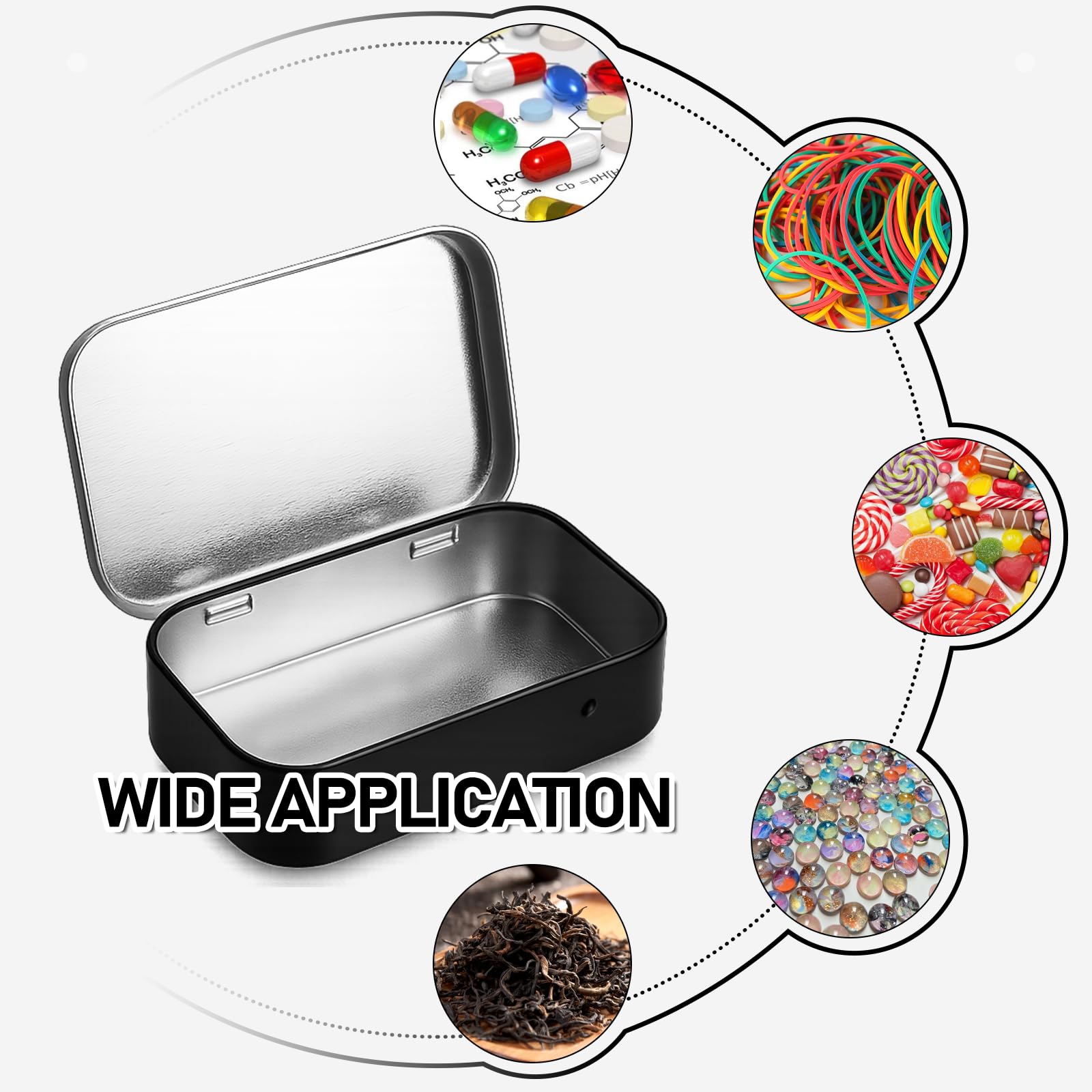 1 Pack Metal Rectangular Empty Tin Box, Hinged Tins Tin Containers with Lid Mini Portable Small Storage Container Kit for Home Storage 3.74x2.36x0.82 Inch(Black)