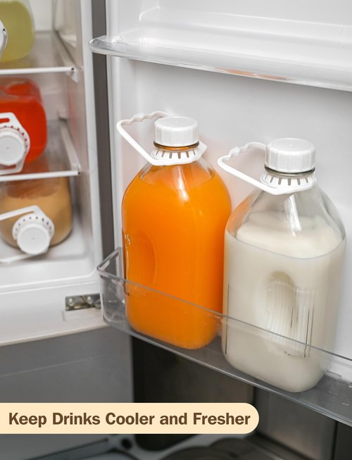 KMIGRUAN 64oz Heavy Duty Glass Milk Bottle with Handle and Airtight Reusable Lids,3Pack Glass Milk Container for Refrigerator,Juice Jugs With 2 Exact Scale Lines
