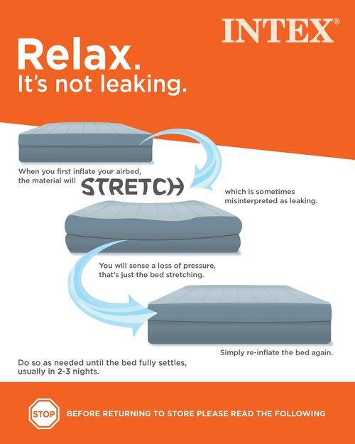Intex 64177E Dura-Beam Standard Prestige Mid-Rise Air Mattress: Fiber-Tech – Twin Size – Quickfill USB Air Pump – 12in Bed Height – 300lb Weight Capacity