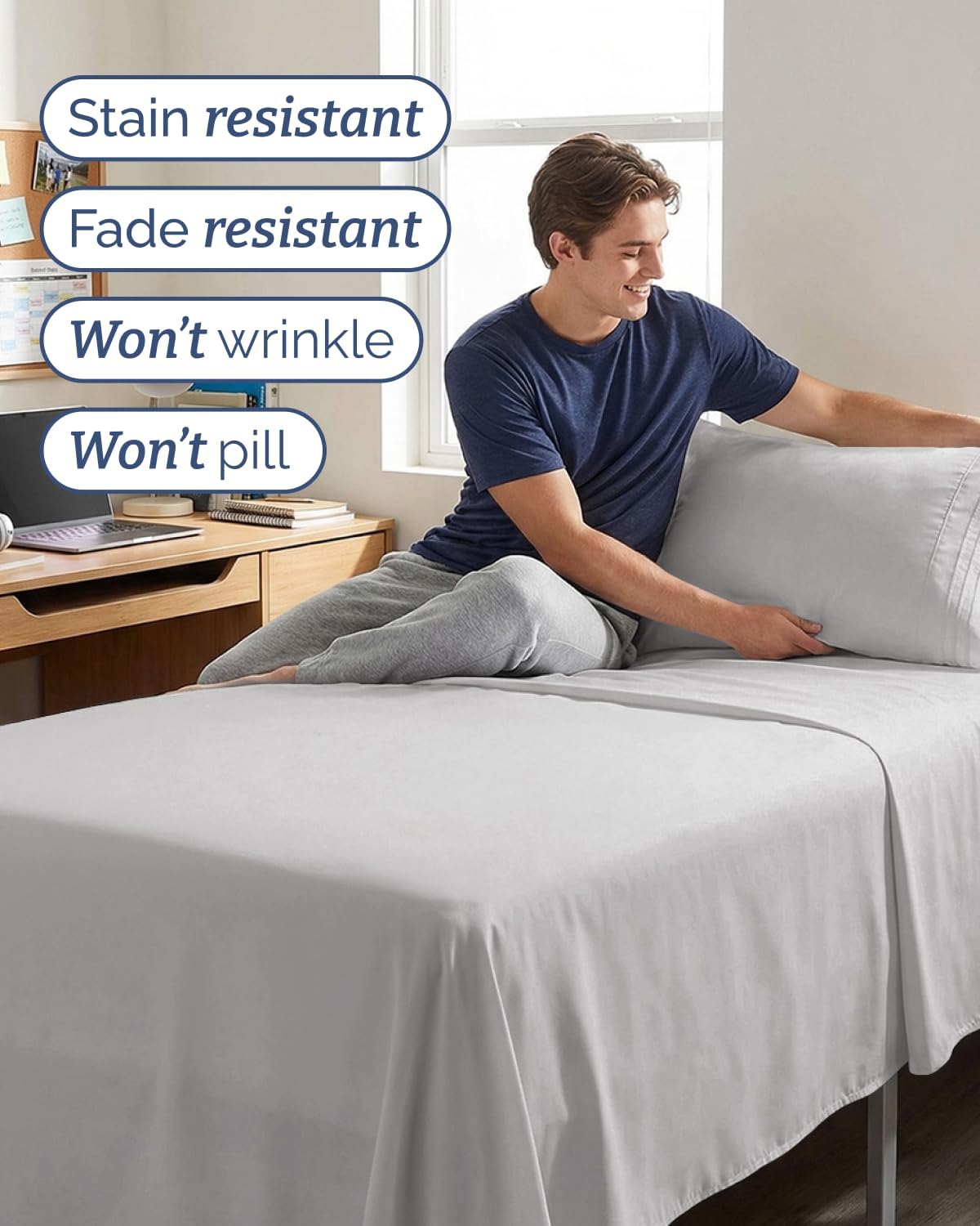 Comfy Twin XL Sheet Set by [Brand Name] - Breathable & Cooling Hotel Luxury Bedding - Deep Pockets, Soft, Wrinkle-Free, French Grey