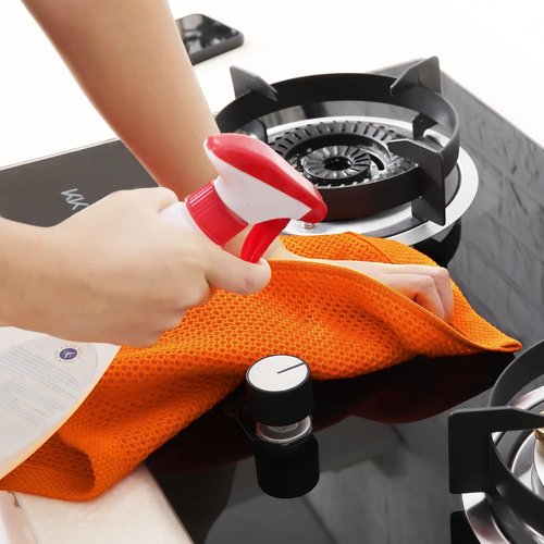 Homaxy Kitchen Dish Towels - Ultra Soft 100% Cotton Waffle Weave, Quick Drying, 13 x 28 Inches, 4-Pack, Orange
