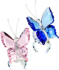 H&D Hyaline & Dora Crystal Butterfly Figurine Set - Elegant Glass Table Decor & Paperweight | 2 Pieces