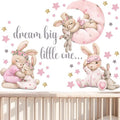 Pink Bunny Nursery Wall Decals-Baby Girl Room Rabbit Wall Decor, Animal Stickers for Kids Playroom, Toddler Bedroom and Nursery Decoration, Removable Vinyl Decals, Peel and Stick Easy to Apply.