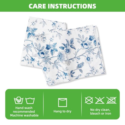 Rotumaty Blue and White Floral Table Runner - Monochrome Sketch Flowers Chinoiserie Peony Daisy Decor Summer Spring Seasonal Home Decorations for Kitchen Dining Table Party Ornaments 13 × 72 Inch