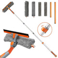 Eazer 2-in-1 Window Cleaner Tool, 64'' Window Squeegee for Home, Window Cleaning Squeegee Kit with Telescopic Pole, Window Washing Kit with Rotatable Bendable Head(Threaded + Telescopic)