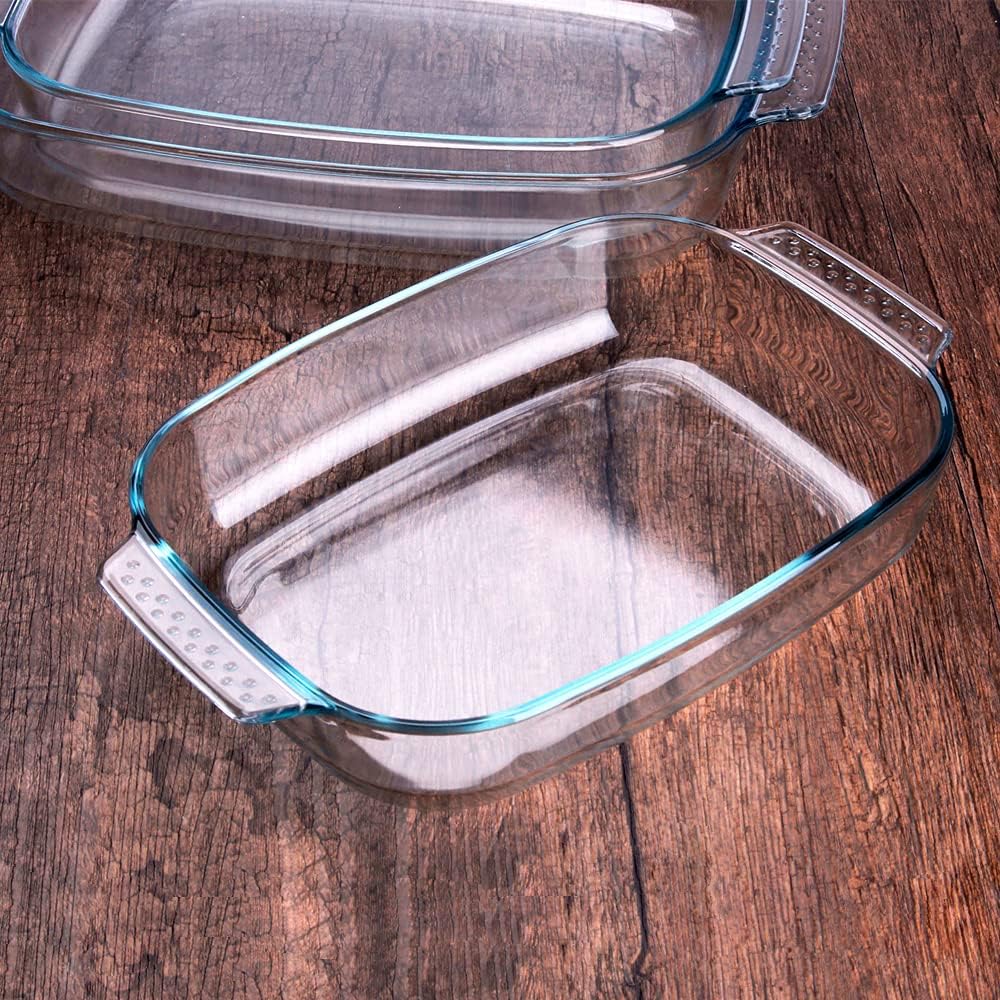 Skiennix 3-Piece Tempered Glass Bakeware Set | Oven & Dishwasher Safe Casserole Dishes - 1.8QT, 2.5QT, 3.1QT