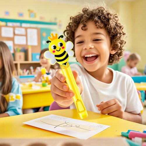 Winrayk Bee Party Favors, 24Pcs Bee Themed Mini Bubble Wands for Kids Bubbles Bulk with Detachable Topper (6 Styles & Colors), Birthday Gift Easter Goody Bag Stuffer Classroom Prizes Honey Party Favor