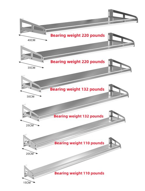 wwdoor home Wall Mount Metal Wall Shelf Kitchen Spice Condiment Racks 304 Stainless Steel fit Storage Rack Bedroom Bathroom Living Room Shelves (Length31.5 width5.9)