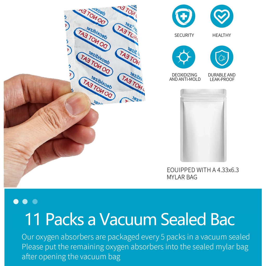 YTZOOLL 100 Packs 700CC Food Grade Oxygen Absorbers (20 Packs in Individual Vacuum Bag, 20 x Packs of 5) Oxygen Absorbers for Food Storage, Oxygen Packet for Long Term Food Freshness (700CC(100-Pack)