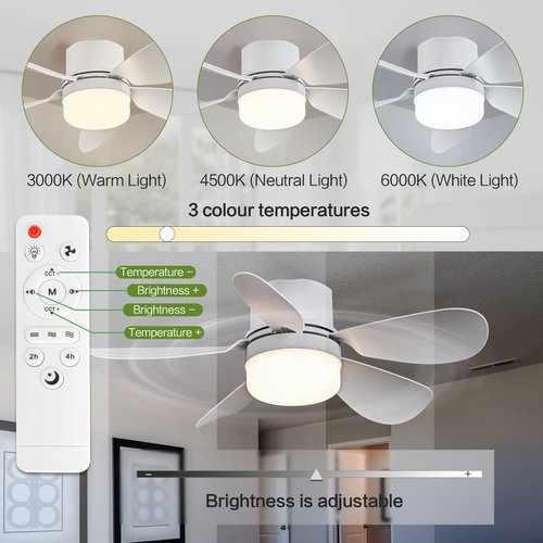 ASALL Socket Fan Light with Remote Control, Portable Small Ceiling Fan with Lights for Bedroom, Kitchen, Living Room, with Dimming Function, 1000 Lumens, Screws into E26/E27, 16.54 Inches Diameter