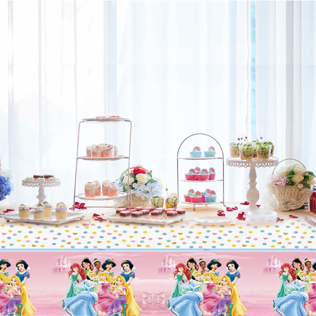 RBJHDRHD 2Pcs Princess Party Tablecloth Princess Birthday Party Supplies Girl Kids Baby Shower Birthday Party Supplies