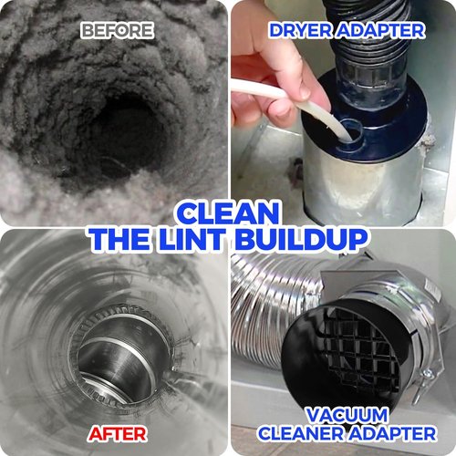 Holikme Dryer Vent Cleaner Kit - 30ft Cleaning Brush & Vacuum Attachment for Lint Removal | Blue