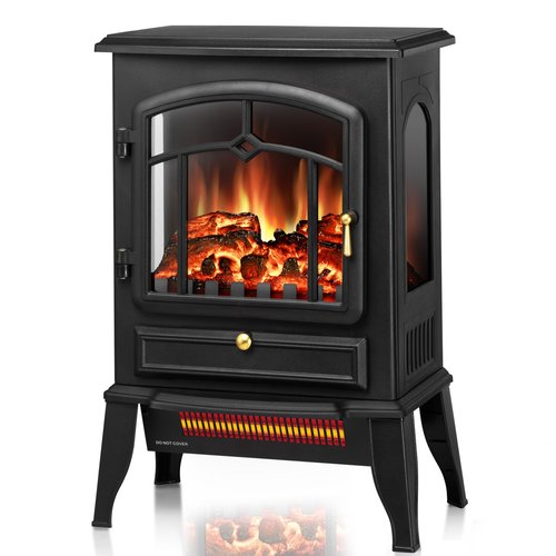 ZAFRO Freestanding Electric Fireplace Stove, Small Electric Fireplace Heater with Thermostat Control, 3D Realistic Flame,1000W/1500W & Overheating Protection, 22.28 inch