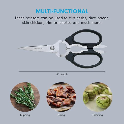 Messermeister 8-Inch Take-Apart Kitchen Scissors - Versatile Tool with Screwdriver, Nut Cracker & More