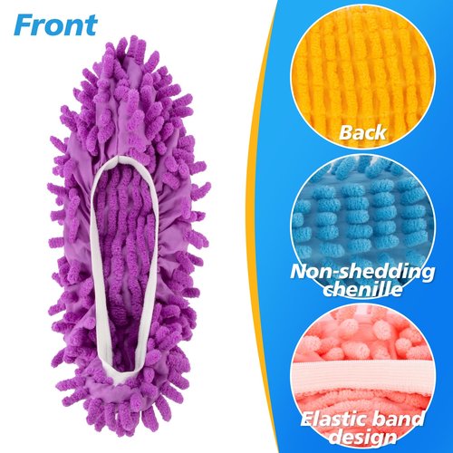 MAQIHAN 10 Mop Slippers for Floor Cleaning - Size 8 Mop Socks Women Mopping Cleaning Socks Mopping Slippers Dusting Slippers Mop Shoes Washable Microfiber Moppers Slippers for House Cleaning (5 Pairs)