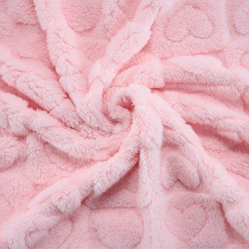 Skiennix Baby Blankets - Cozy Fleece Heart Checkered Crib Blankets for Girls | 30x40 Light Pink