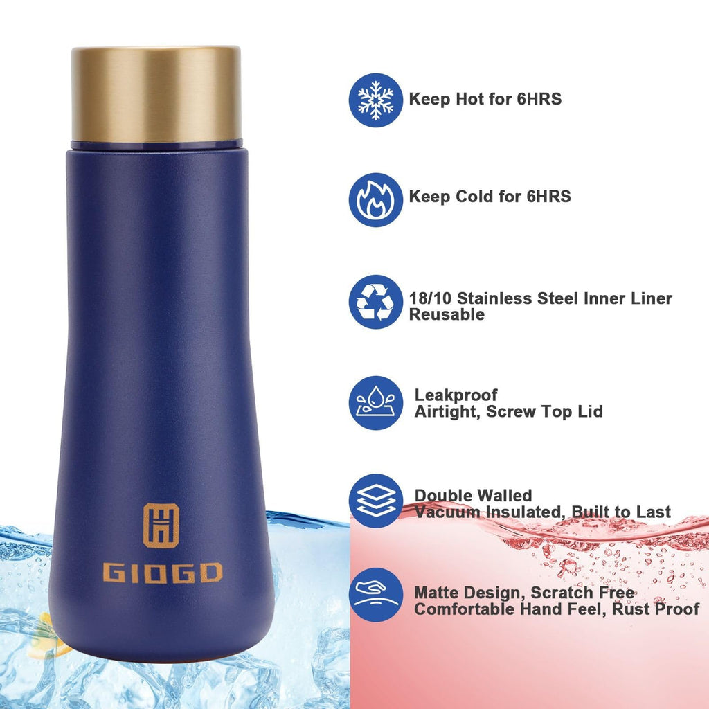Small Thermo Bottle Slim Mini Vacuum Insulated Water Bottle 180ml/6.1oz Water Flask Stainless Steel Thermal Water Bottles Thermo for Hot and Cold Drinks Perfect for Purse or Kids Lunch Bag(Blue)