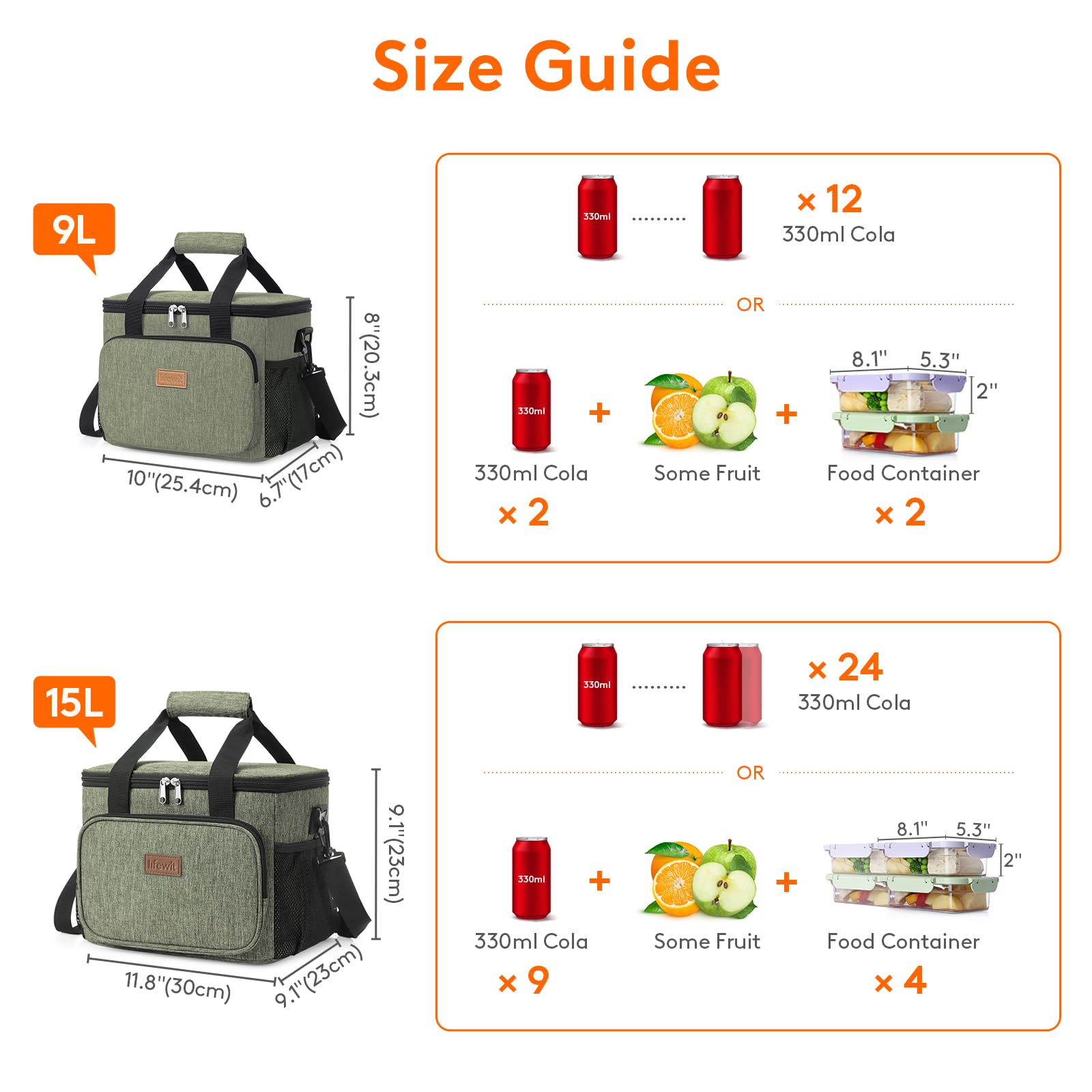 Lifewit Large Lunch Bag, Insulated Lunch Box, Soft Cooler Cooling Tote for Adult Men Women, Dark Green 24-Can (15L)
