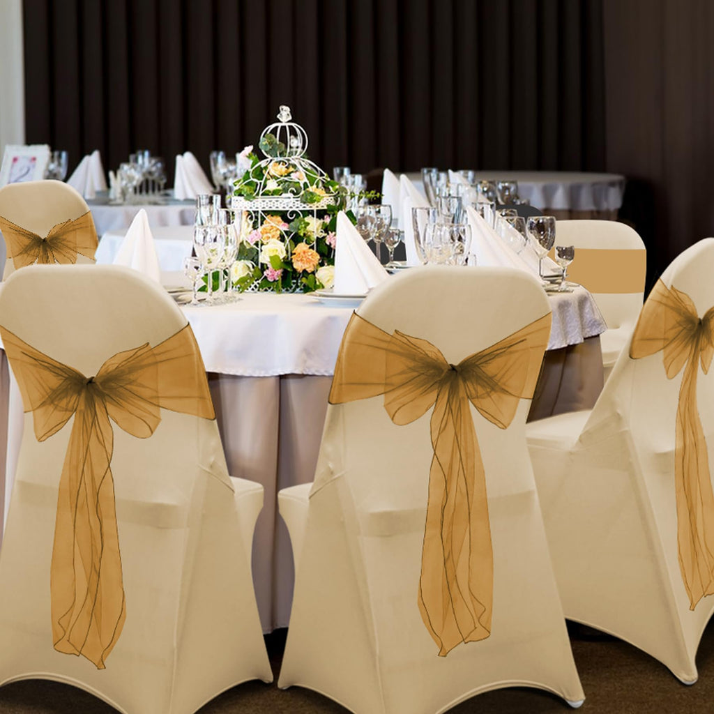 AZAMIA Stretch Folding Chair Covers 30pcs Spandex Chair Covers Protector for Wedding Party Dining Banquet, Washable Universal Fitted Chair Slipcovers for Celebration Birthday (Champagne, 30pcs)