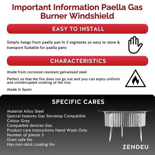 ZENDEU Paella Gas Burner Windshields (28 inch)