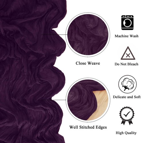 FANPROMS Purple Cheesecloth Table Runner 10 Packs Boho Cheese Cloth Table Runners for Halloween Party Cheesecloth Runners for Tables Cheese Cloth Gauze Tables Runner for Bridal Shower Decoration