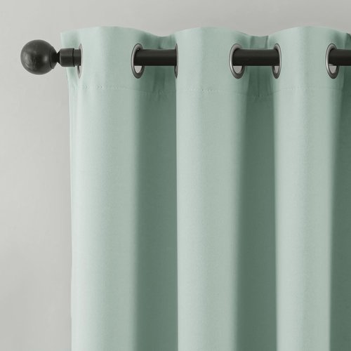 Beauoop 100% Blackout Curtains 84 Inch Long 2 Panels for Bedroom Living Room Seafoam Green Solid Room Darkening Thermal Insulated Soundproof Energy Saving Grommet Top Window Treatment Drapes,52x84