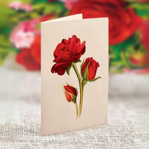 Freshcut Paper Pop Up Cards, Mini Blooming Roses (Set of 2), 6 Inch Mini Sized Forever Flower Bouquet 3D Popup Greeting Cards, Valentine's Day, Anniversary Card, Blank Notecard & Envelope