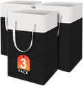TasticTotes Laundry Basket 3-Pack - Collapsible Waterproof Hamper with Handles | 75L Black