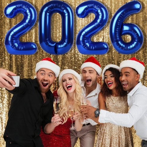 2026 Navy Blue Number Balloon - 40 Inch Celebration Balloon for New Year's Eve & Graduation Parties