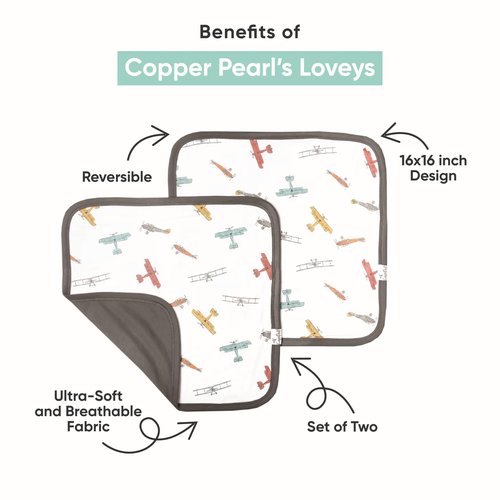 Copper Pearl Baby Security Blanket Set of 2 - Portable Size for Self-Soothing On-The-Go, Ideal Baby Blankets for Boys and Girls, Ultra-Soft, and Gift-Ready Loveys - Hogwarts™