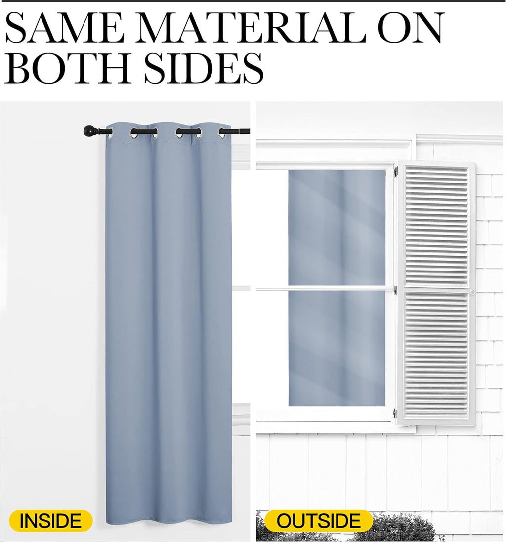NICETOWN Vintage Blue Blackout Curtains - Thermal Insulated Drapes for Living Room | 78" Length, 2 Panels, 55" Wide