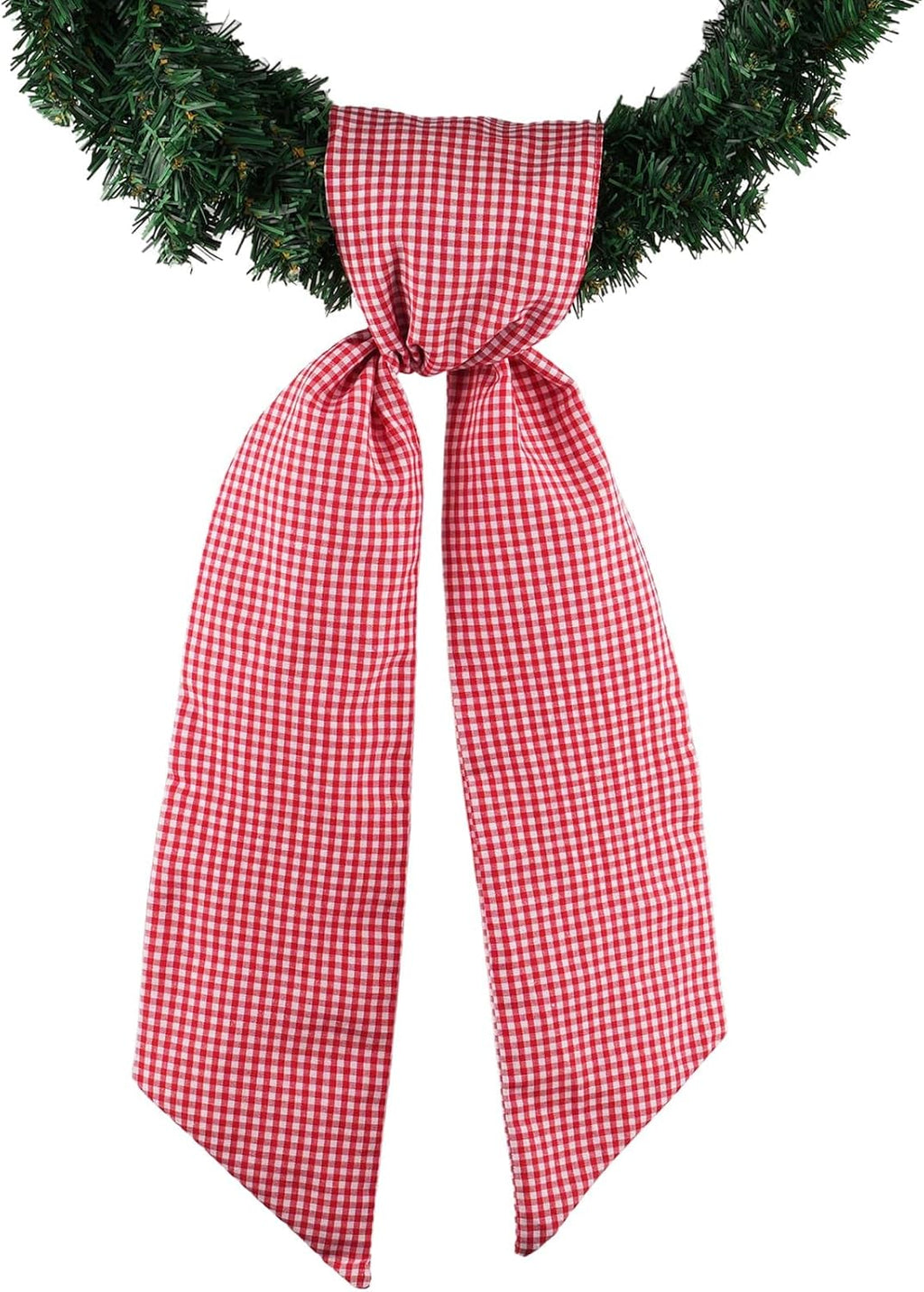 YKW Red & White Gingham Wreath Sash - 5.12" x 54.33" Decorative Ribbon for Christmas & Weddings
