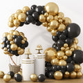 RUBFAC Black and Gold Balloons - 129-Piece Latex Balloon Garland Kit for Party, Wedding, and Birthday Decor