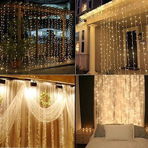 Geanmoki 306 LED Window Curtain String Lights - Perfect for Weddings & Home Decor | Indoor/Outdoor Use