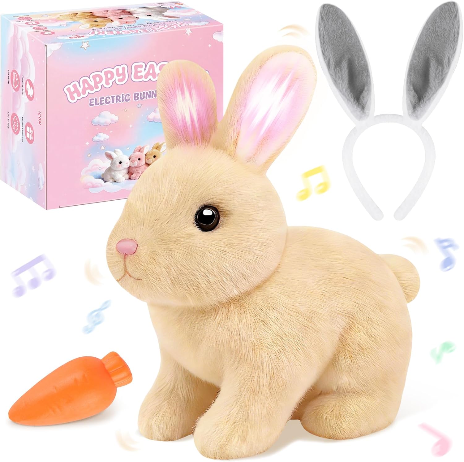 Skiennix Realistic Bunny Toy - Interactive Hopping Robot Rabbit with Sounds | Brown, Kid-Friendly Design