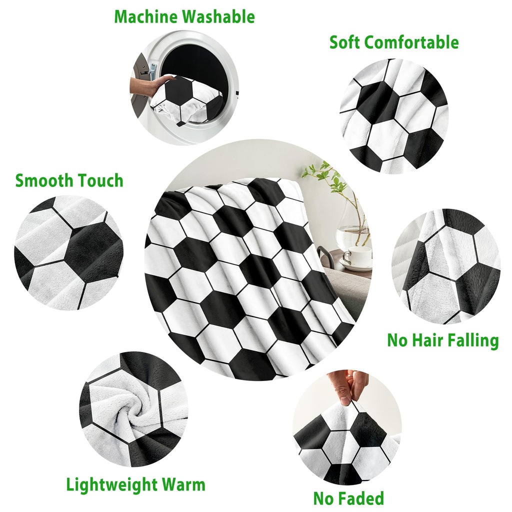 KING DARE Soccer Blanket, Soccer Gifts for Boys Girls 6-8-12, Unique Soccer Stuff Gifts for Soccer Lover, Soft Fleece Soccer Throw Blankets for Kids 50x60 Inch