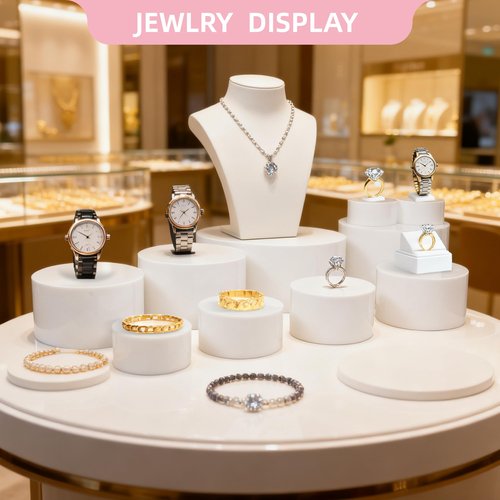 Buffet Risers,Food Risers for Buffet Table Display Stand Shelf for Party Catering Desset Jewelry Collectibles Acrylic Cube Boxes Display Nesting Risers with Hollow Bottoms White (circle, 10 pcs)