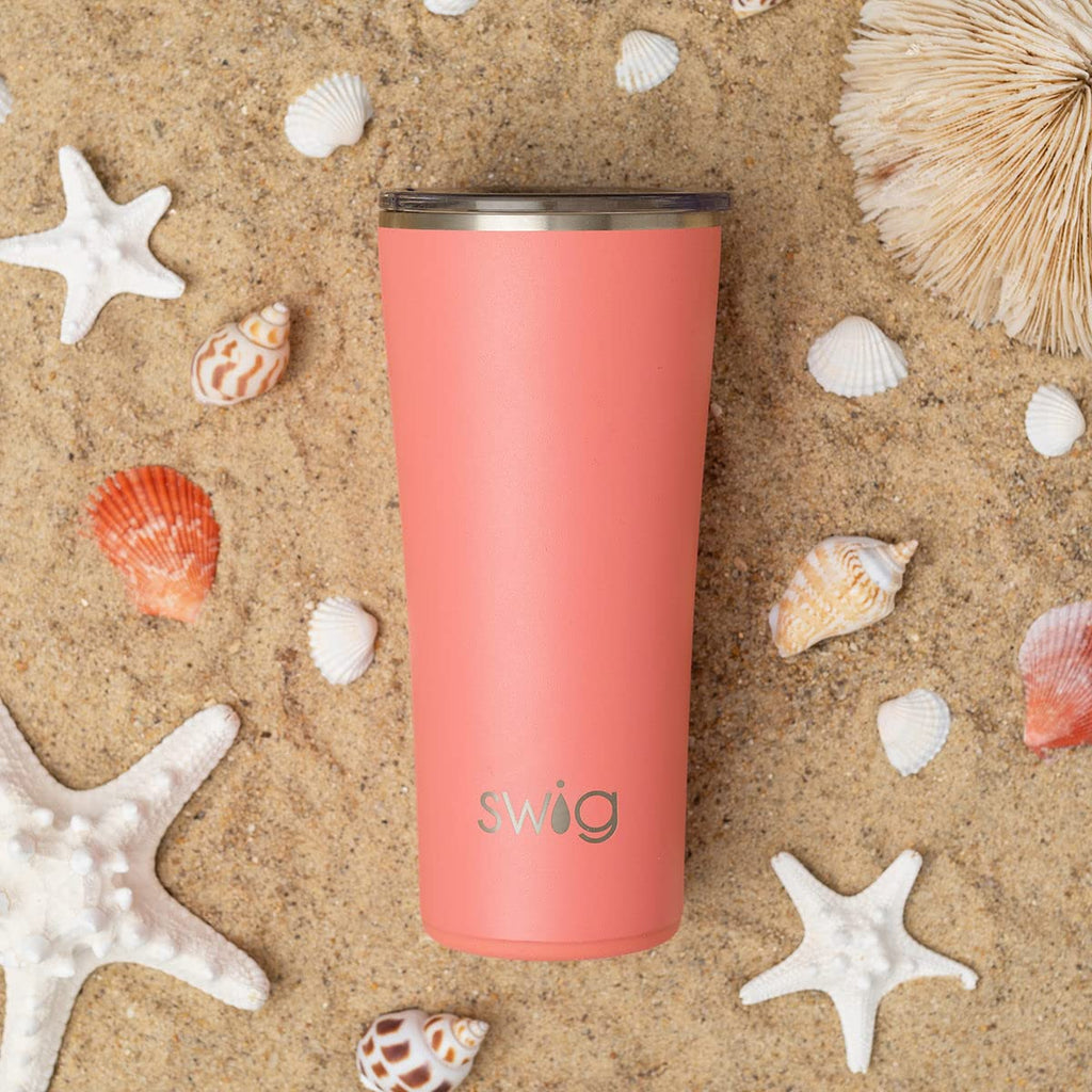 Swig Life 22oz Insulated Tumbler, Travel Coffee Tumbler with Lid, Cup Holder Friendly Travel Coffee Mug, Stainless Steel (Cool Cat)