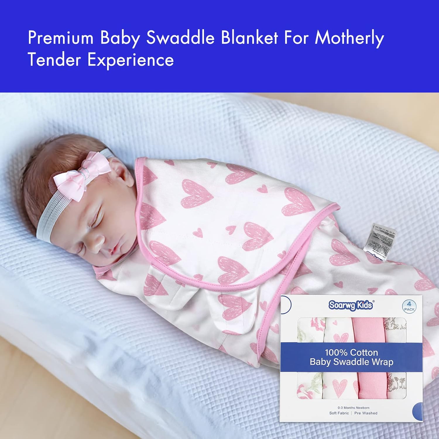 Skiennix Organic Baby Swaddle Sleep Sacks - 4-Pack Adjustable Cotton Wraps for Newborns 0-3 Months