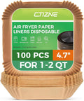 Air Fryer Liners | 100 Pcs Non-Stick Disposable Parchment Paper - 4.7" Square for 1-3 QT Baskets