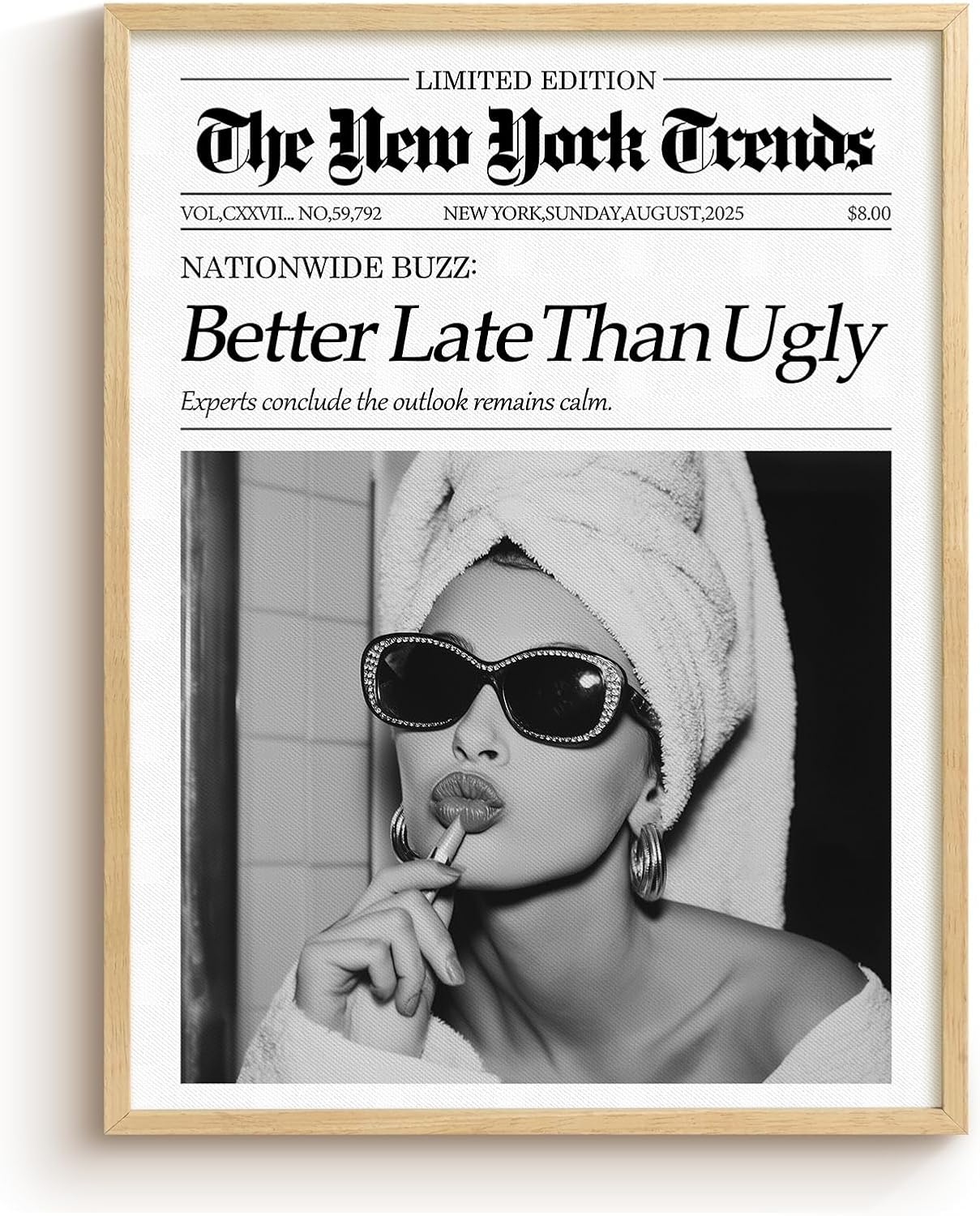 Bzstyleart Vintage Audrey Hepburn Wall Art - Trendy Metal Framed Canvas Print | 12x16 Inch Home Decor