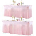 gogoparti 2 Pack Spandex Pink Fitted Table Cloth for 8ft Rectangle Tables Pink Stretch Tablecloth Table Covers Skirt Banquet Tablecloths Wrinkle Free Tablecloth for Parties Wedding