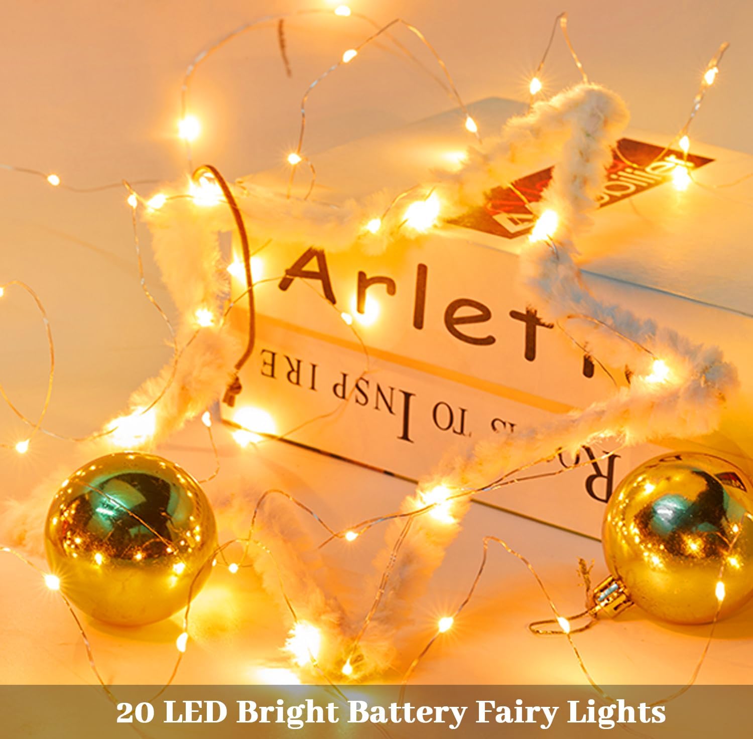 Yiaht 12-Pack Battery Operated Fairy String Lights - 20 LED Waterproof Silver Wire for Bedroom & Party Decor