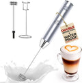 Zulay Kitchen Rechargeable Milk Frother - Powerful 2-Speed Motor, Waterproof, 2000mAh Battery | Perfect for Latte, Cappuccino, Matcha & Protein Drinks - Pure Silver
