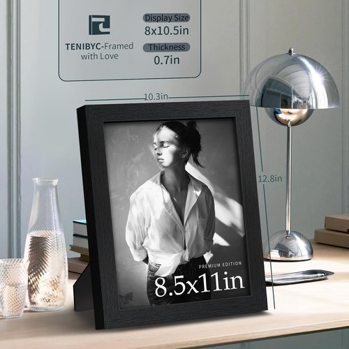 Black Woodgrain Picture Frame Set of 3 | Solid Wood & HD Tempered Glass for Table Display or Wall Hanging