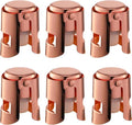 Champagne Stoppers with Stainless Steel Champagne Saver with Food Grade Silicone Leak proof Keep Fresh Suitable for Champagne, Cava, Prosecco and Sparkling(RoseGold, 6 Pack)